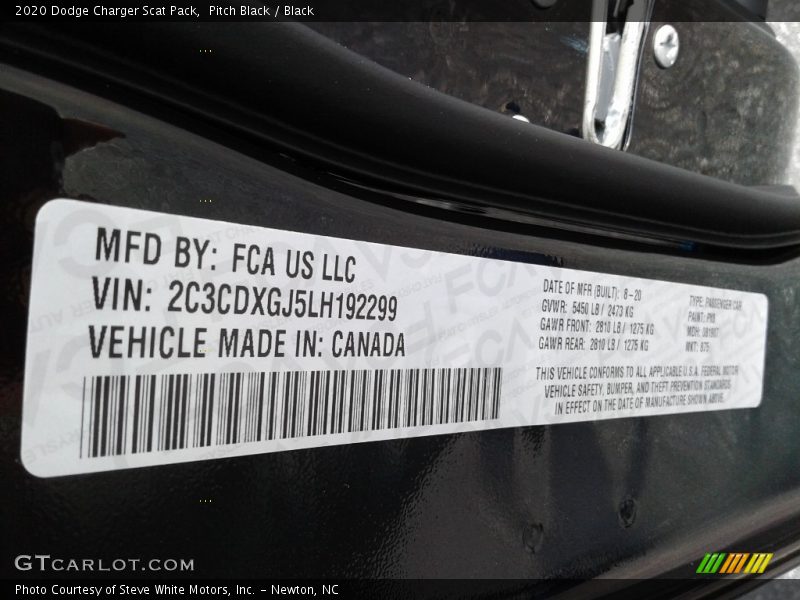 Pitch Black / Black 2020 Dodge Charger Scat Pack