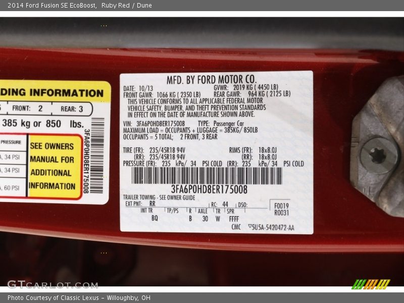 Ruby Red / Dune 2014 Ford Fusion SE EcoBoost