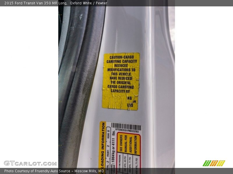 Oxford White / Pewter 2015 Ford Transit Van 350 MR Long