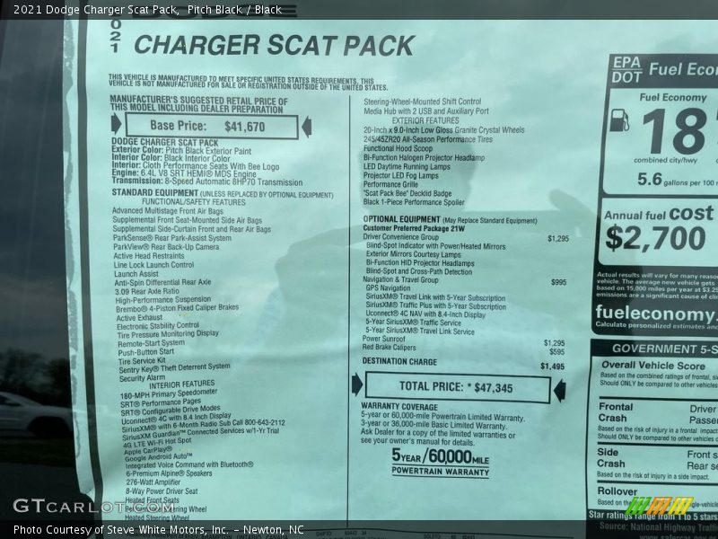 Pitch Black / Black 2021 Dodge Charger Scat Pack