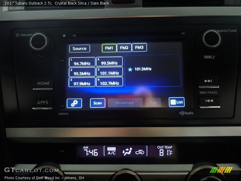 Crystal Black Silica / Slate Black 2017 Subaru Outback 2.5i