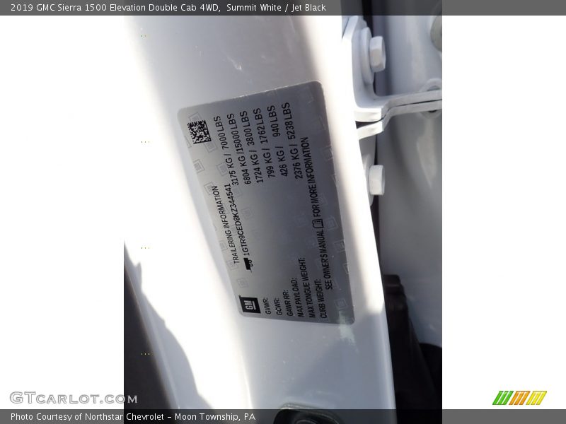 Summit White / Jet Black 2019 GMC Sierra 1500 Elevation Double Cab 4WD