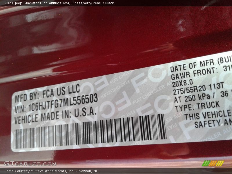 Snazzberry Pearl / Black 2021 Jeep Gladiator High Altitude 4x4