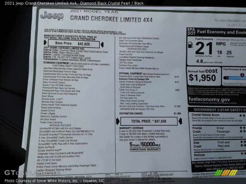 Diamond Black Crystal Pearl / Black 2021 Jeep Grand Cherokee Limited 4x4