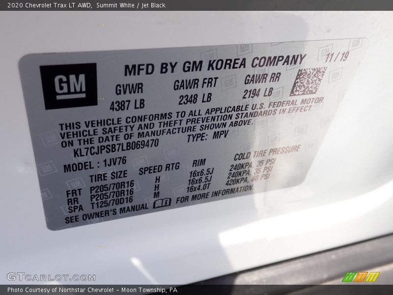 Summit White / Jet Black 2020 Chevrolet Trax LT AWD