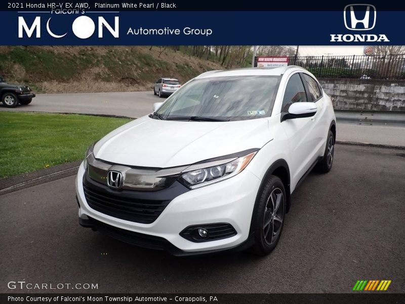 Platinum White Pearl / Black 2021 Honda HR-V EX AWD