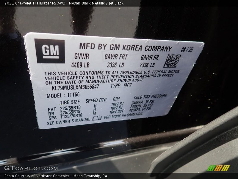 Mosaic Black Metallic / Jet Black 2021 Chevrolet TrailBlazer RS AWD