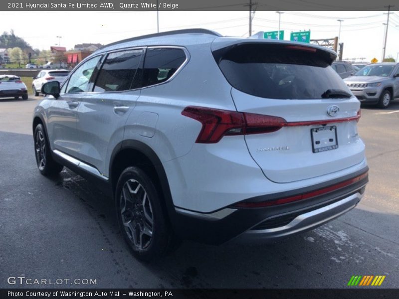 Quartz White / Beige 2021 Hyundai Santa Fe Limited AWD