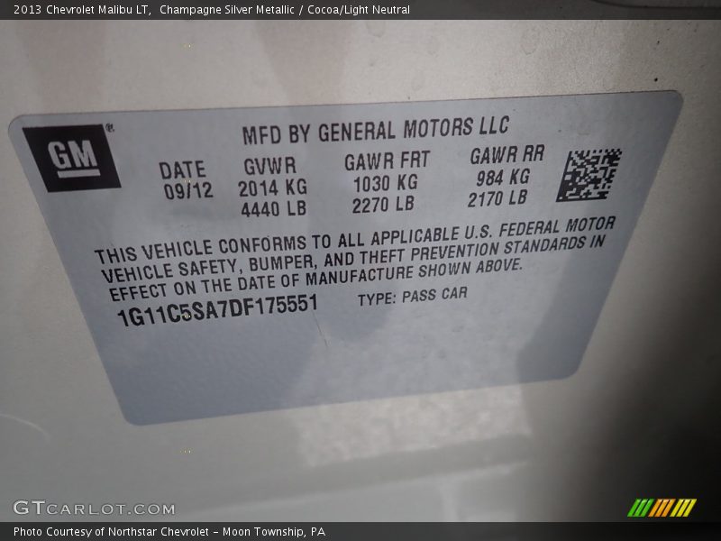 Champagne Silver Metallic / Cocoa/Light Neutral 2013 Chevrolet Malibu LT