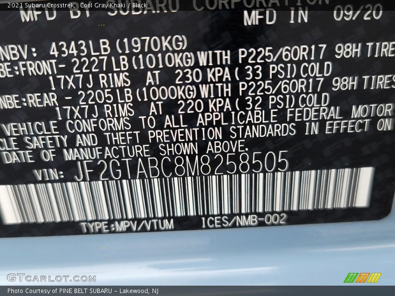 Cool Gray Khaki / Black 2021 Subaru Crosstrek