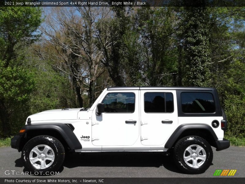 Bright White / Black 2021 Jeep Wrangler Unlimited Sport 4x4 Right Hand Drive