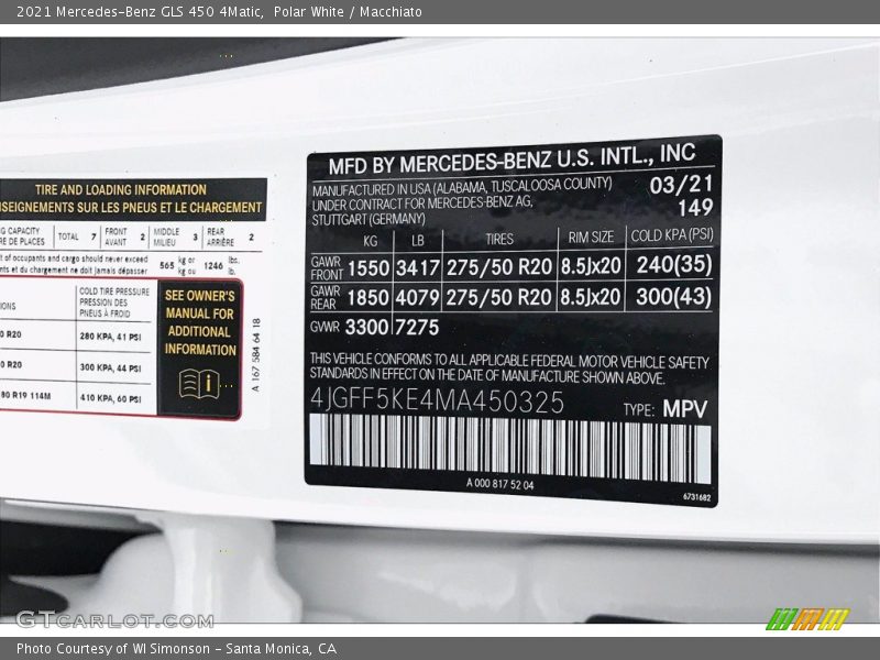 Polar White / Macchiato 2021 Mercedes-Benz GLS 450 4Matic
