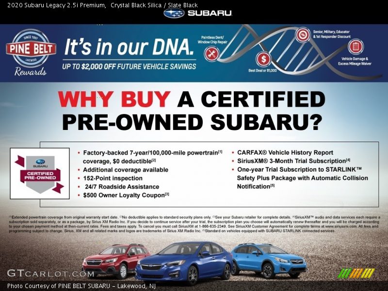 Crystal Black Silica / Slate Black 2020 Subaru Legacy 2.5i Premium