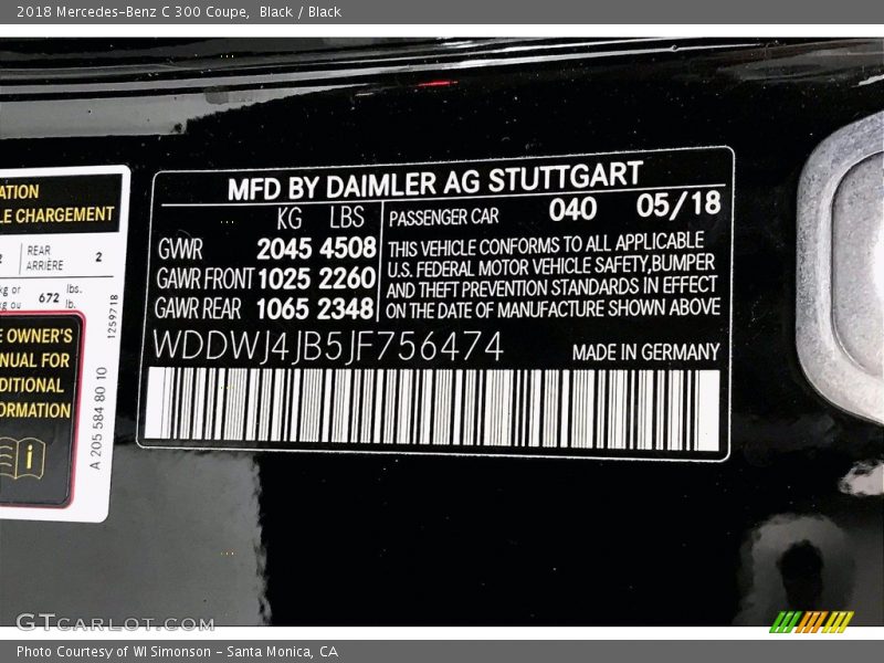 Black / Black 2018 Mercedes-Benz C 300 Coupe