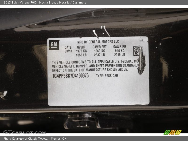 Mocha Bronze Metallic / Cashmere 2013 Buick Verano FWD