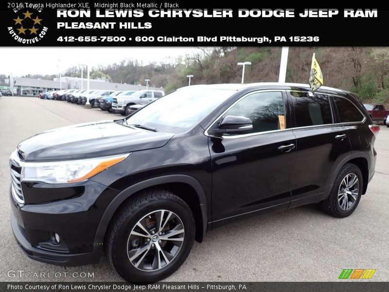 Midnight Black Metallic / Black 2016 Toyota Highlander XLE