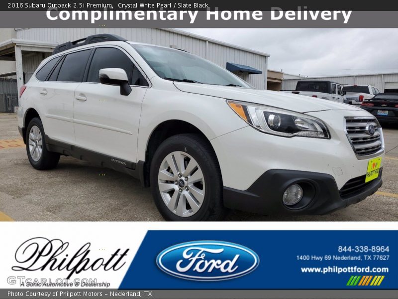 Crystal White Pearl / Slate Black 2016 Subaru Outback 2.5i Premium