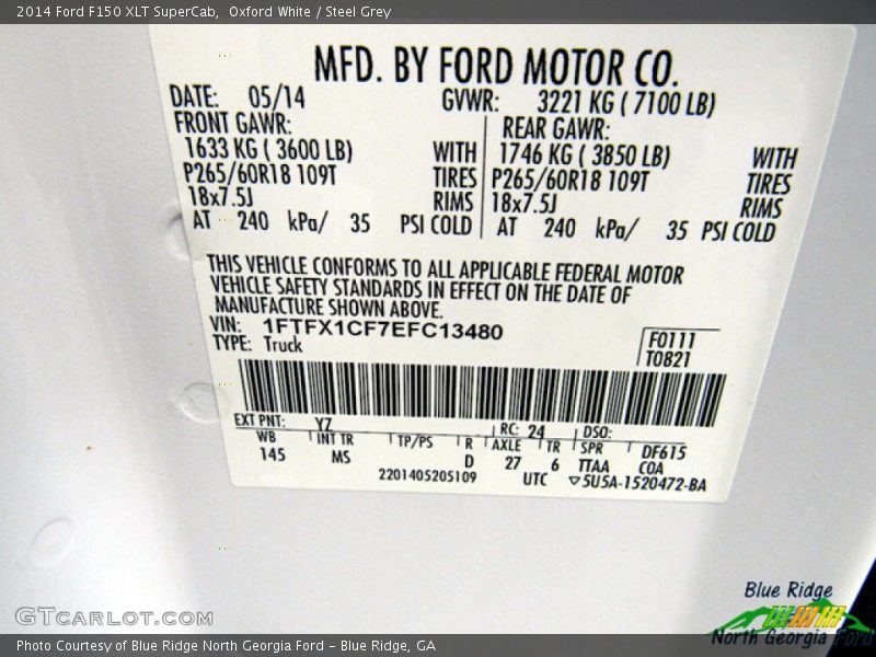 Oxford White / Steel Grey 2014 Ford F150 XLT SuperCab