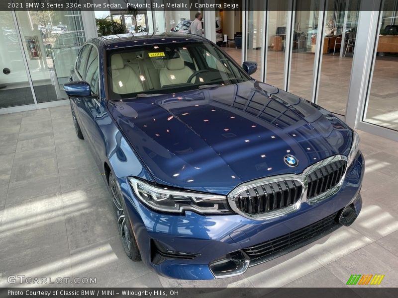 Phytonic Blue Metallic / Canberra Beige 2021 BMW 3 Series 330e xDrive Sedan