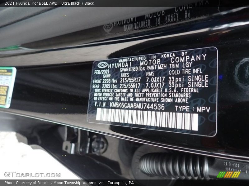 Ultra Black / Black 2021 Hyundai Kona SEL AWD
