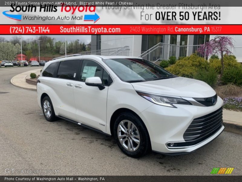 Blizzard White Pearl / Chateau 2021 Toyota Sienna Limited AWD Hybrid