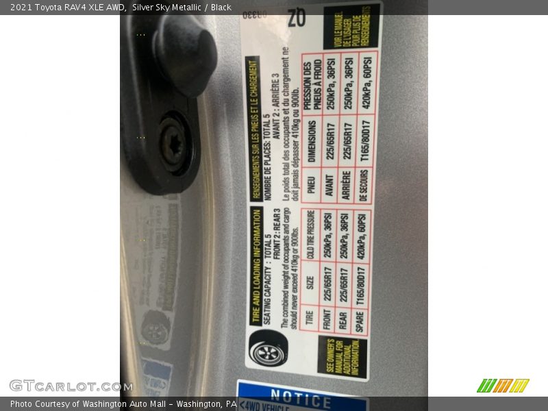 Silver Sky Metallic / Black 2021 Toyota RAV4 XLE AWD