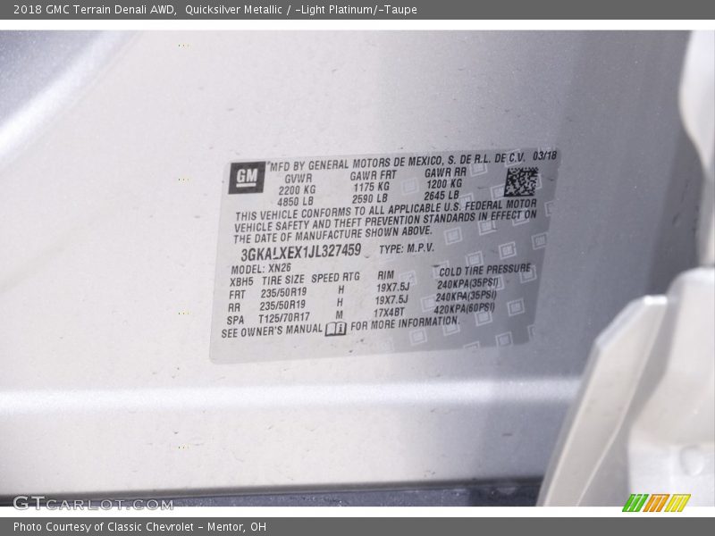 Quicksilver Metallic / ­Light Platinum/­Taupe 2018 GMC Terrain Denali AWD