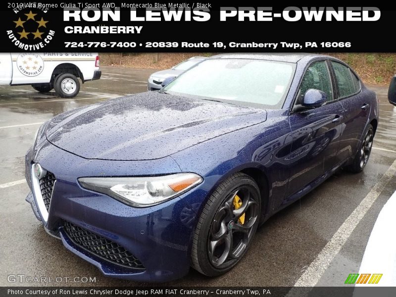 Montecarlo Blue Metallic / Black 2019 Alfa Romeo Giulia Ti Sport AWD