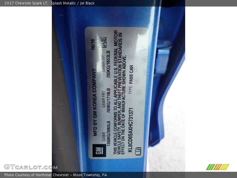 Splash Metallic / Jet Black 2017 Chevrolet Spark LT