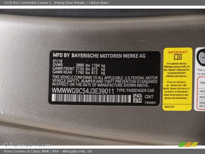Melting Silver Metallic / Carbon Black 2018 Mini Convertible Cooper S