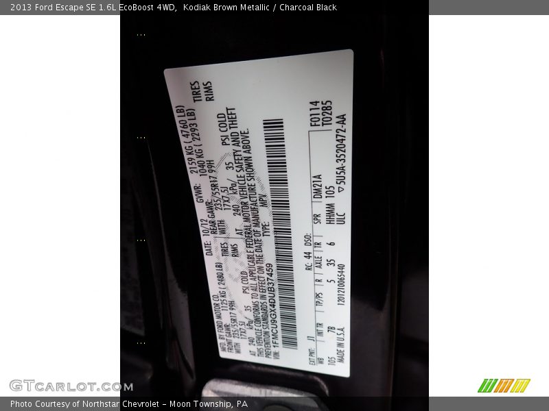 Kodiak Brown Metallic / Charcoal Black 2013 Ford Escape SE 1.6L EcoBoost 4WD