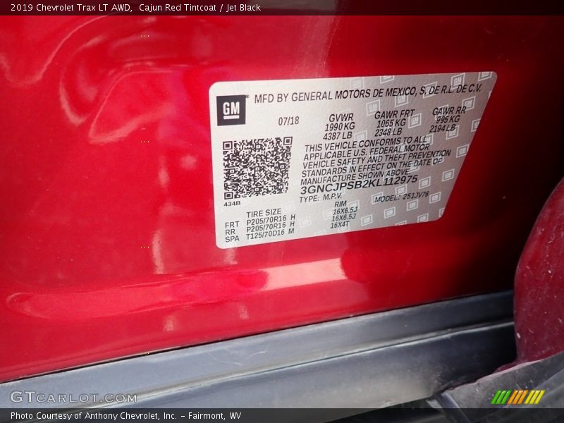 Cajun Red Tintcoat / Jet Black 2019 Chevrolet Trax LT AWD