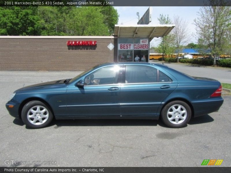 Aspen Green Metallic / Shell 2001 Mercedes-Benz S 430 Sedan