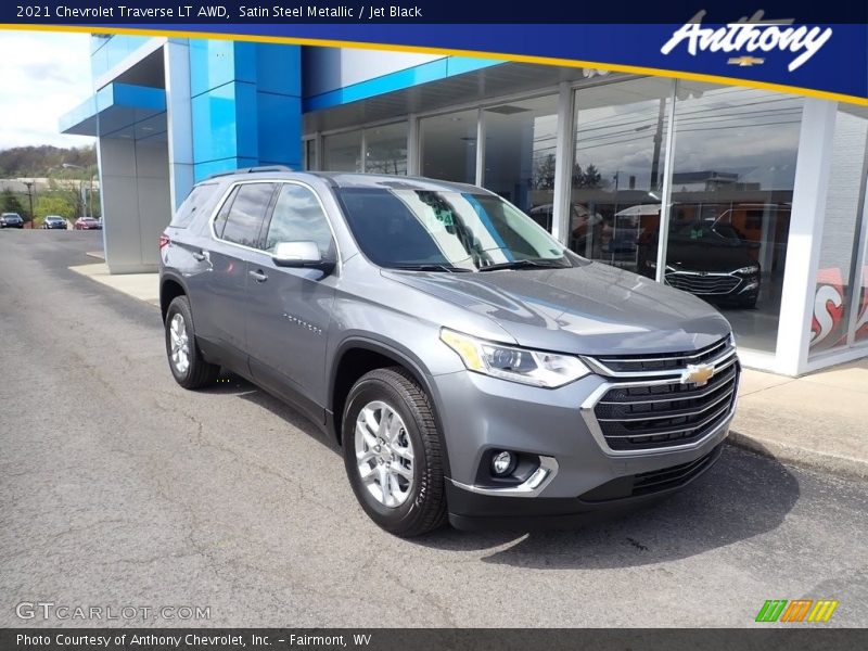 Satin Steel Metallic / Jet Black 2021 Chevrolet Traverse LT AWD