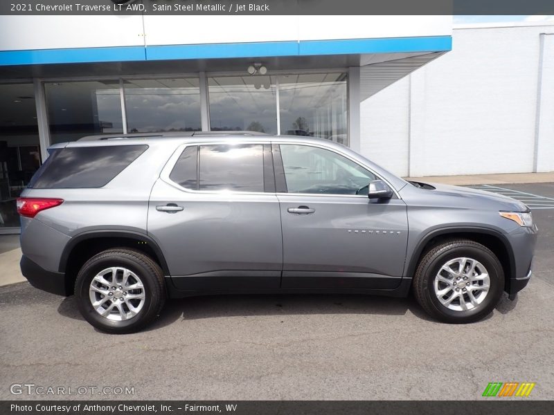 Satin Steel Metallic / Jet Black 2021 Chevrolet Traverse LT AWD