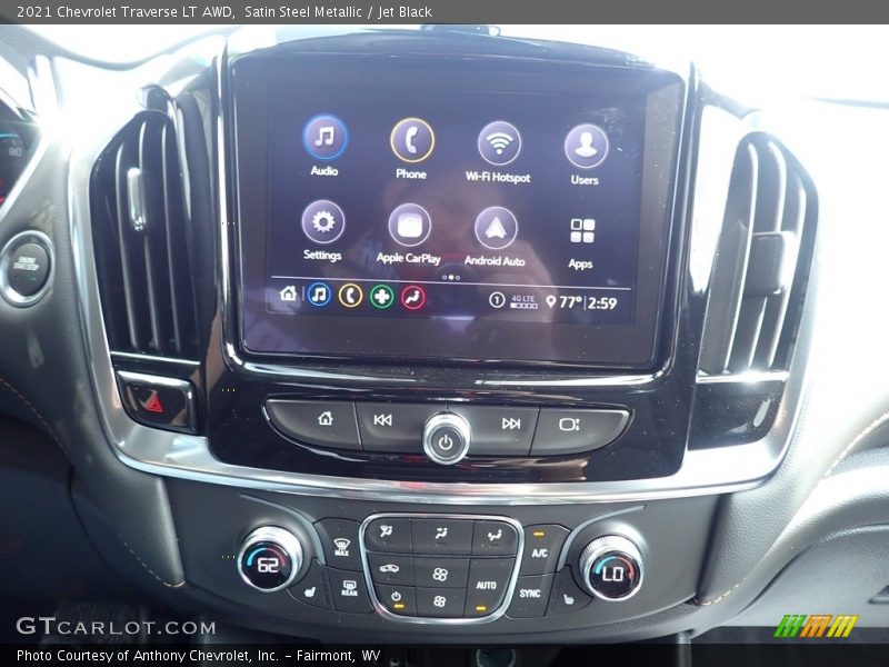 Satin Steel Metallic / Jet Black 2021 Chevrolet Traverse LT AWD