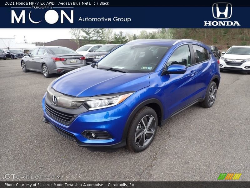 Aegean Blue Metallic / Black 2021 Honda HR-V EX AWD