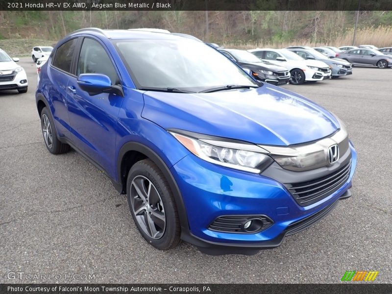 Aegean Blue Metallic / Black 2021 Honda HR-V EX AWD