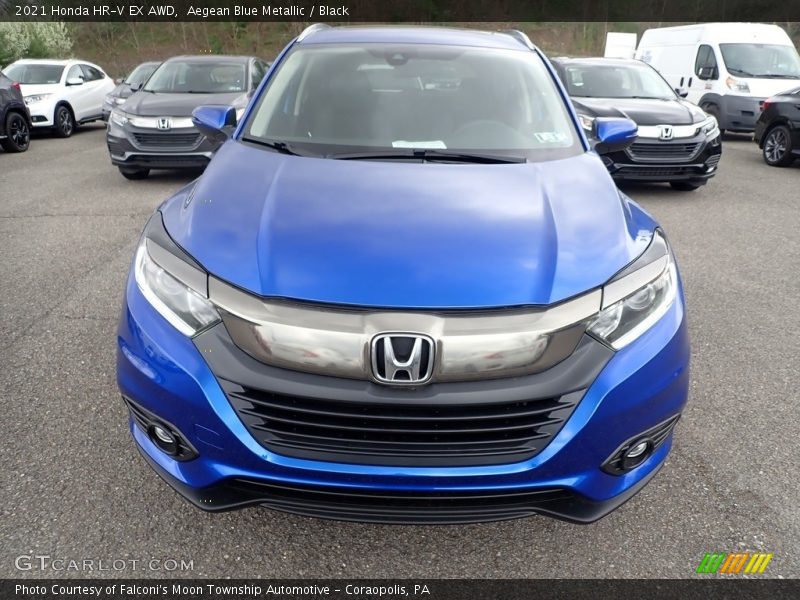 Aegean Blue Metallic / Black 2021 Honda HR-V EX AWD