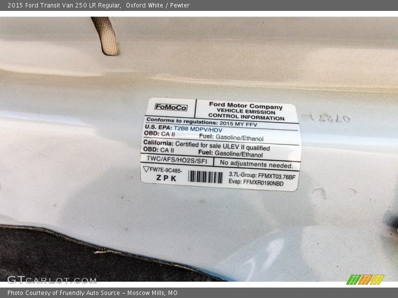 Oxford White / Pewter 2015 Ford Transit Van 250 LR Regular
