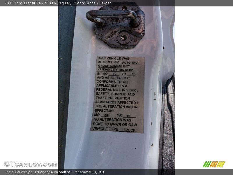 Oxford White / Pewter 2015 Ford Transit Van 250 LR Regular