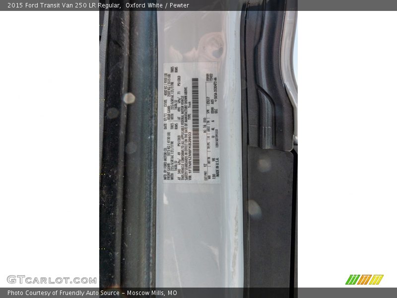 Oxford White / Pewter 2015 Ford Transit Van 250 LR Regular
