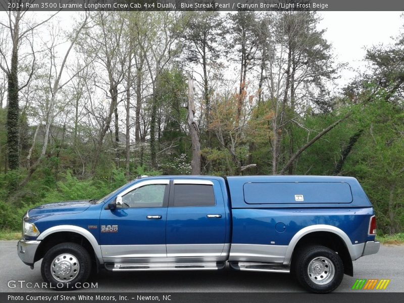  2014 3500 Laramie Longhorn Crew Cab 4x4 Dually Blue Streak Pearl