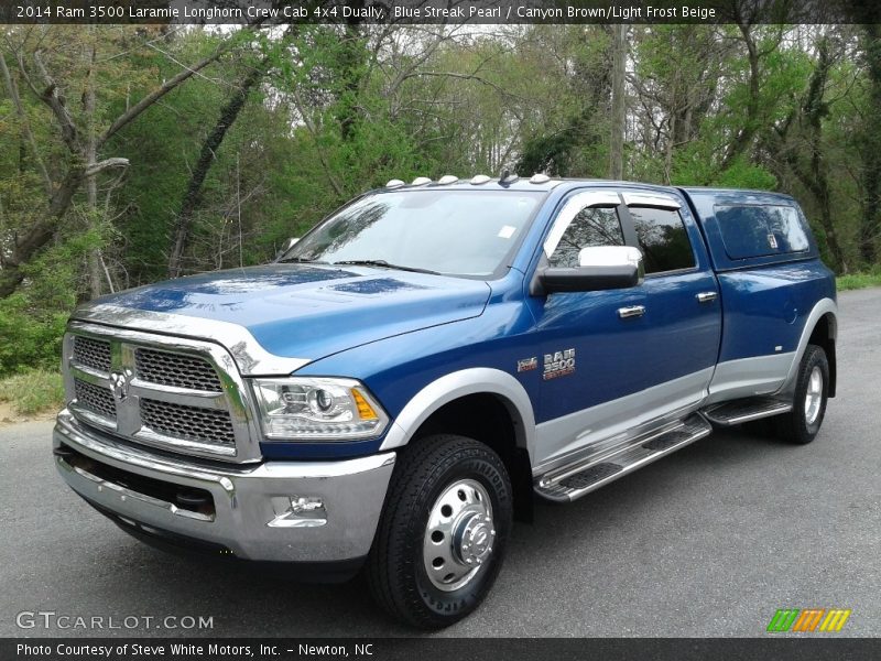 Front 3/4 View of 2014 3500 Laramie Longhorn Crew Cab 4x4 Dually