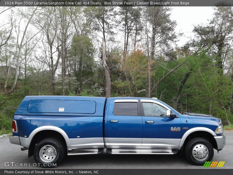  2014 3500 Laramie Longhorn Crew Cab 4x4 Dually Blue Streak Pearl