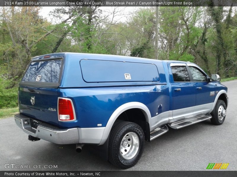 Blue Streak Pearl / Canyon Brown/Light Frost Beige 2014 Ram 3500 Laramie Longhorn Crew Cab 4x4 Dually
