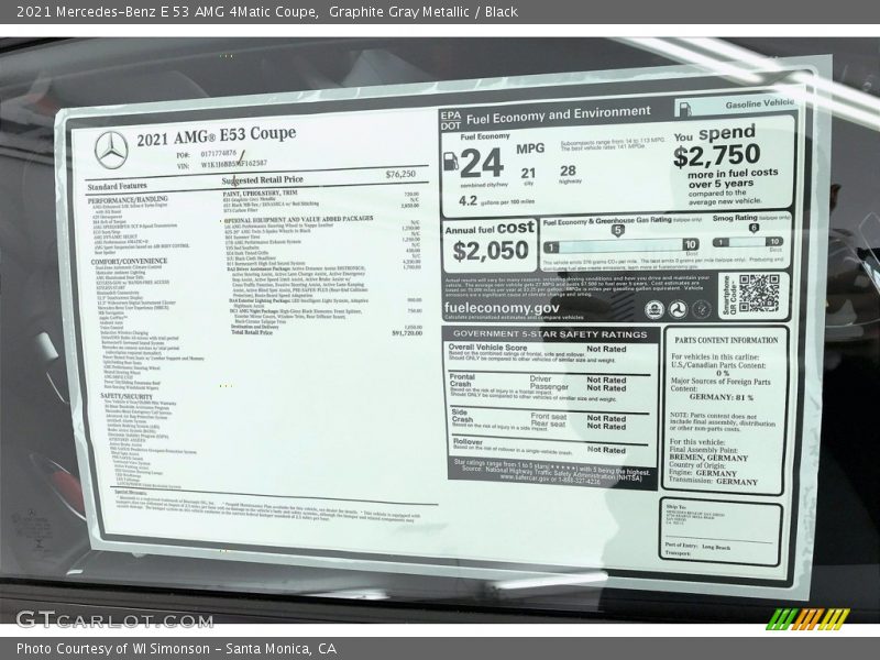 Graphite Gray Metallic / Black 2021 Mercedes-Benz E 53 AMG 4Matic Coupe