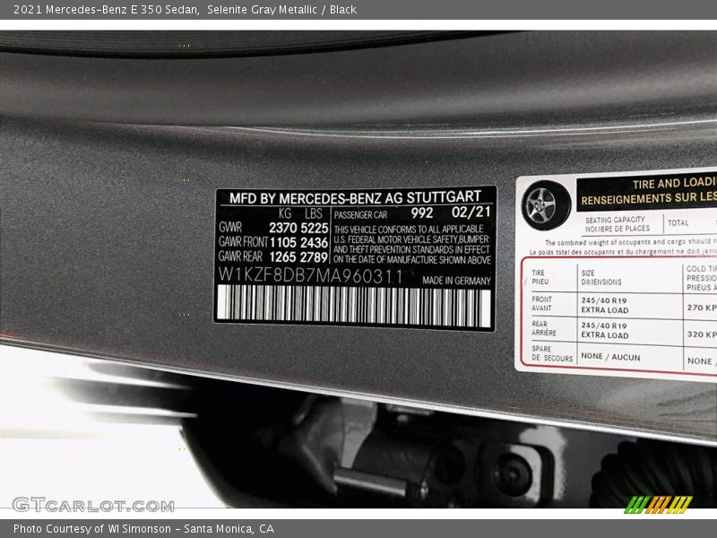 Selenite Gray Metallic / Black 2021 Mercedes-Benz E 350 Sedan