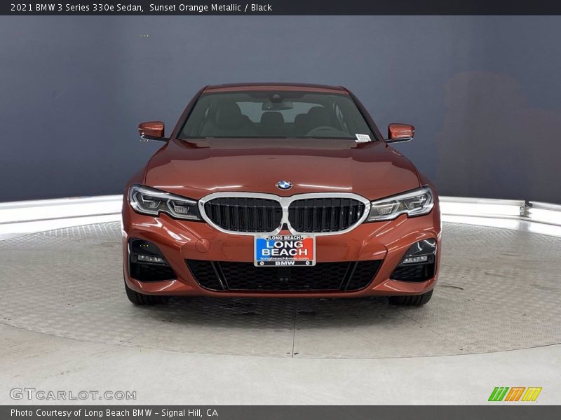 Sunset Orange Metallic / Black 2021 BMW 3 Series 330e Sedan