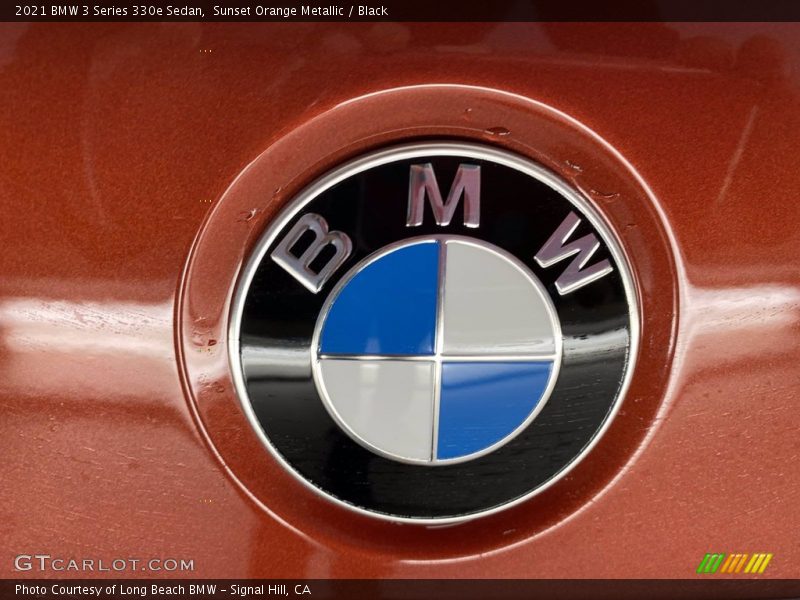 Sunset Orange Metallic / Black 2021 BMW 3 Series 330e Sedan